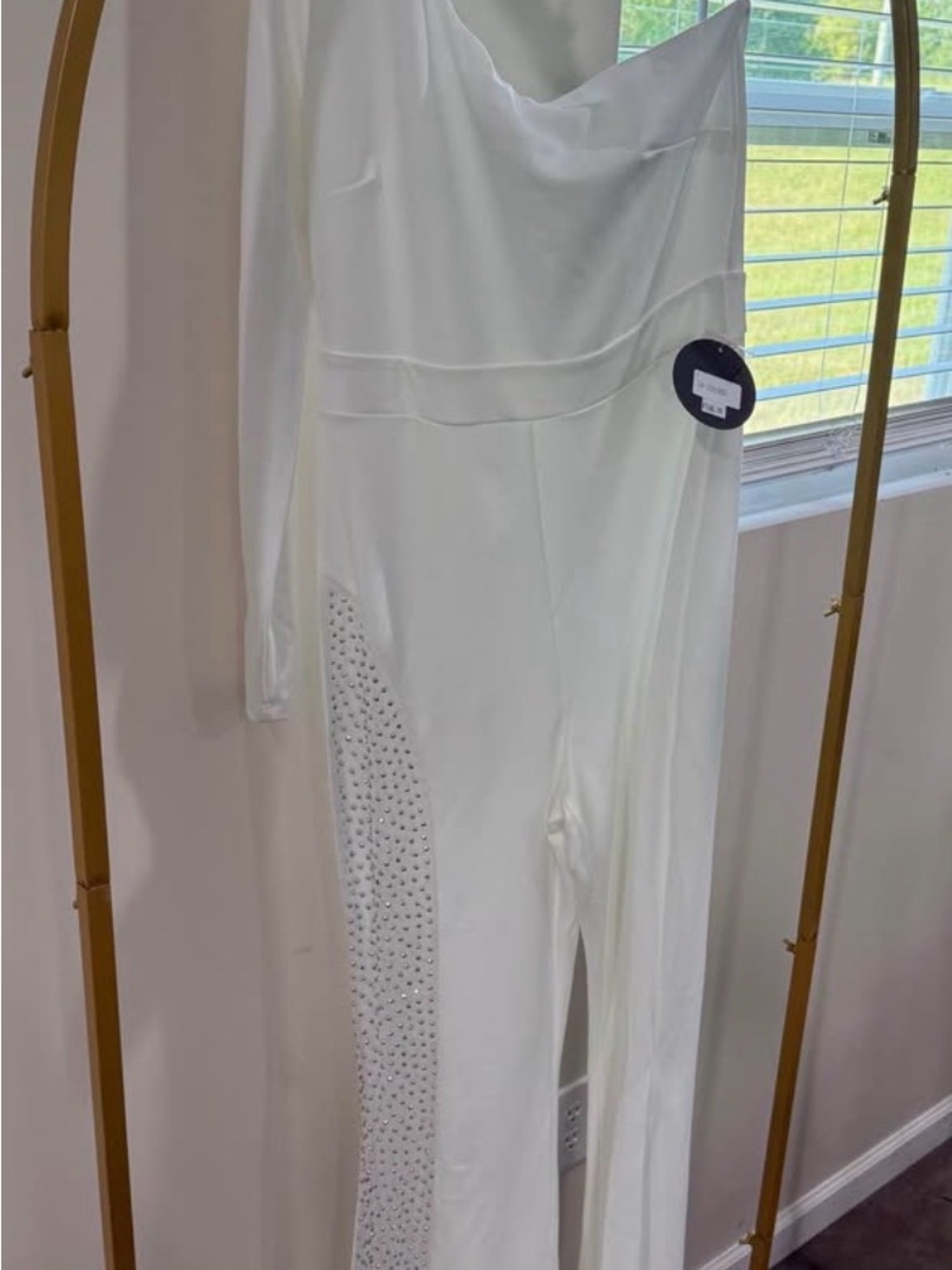 White Rhinestone Jumpsuit - Picture 4 of 4